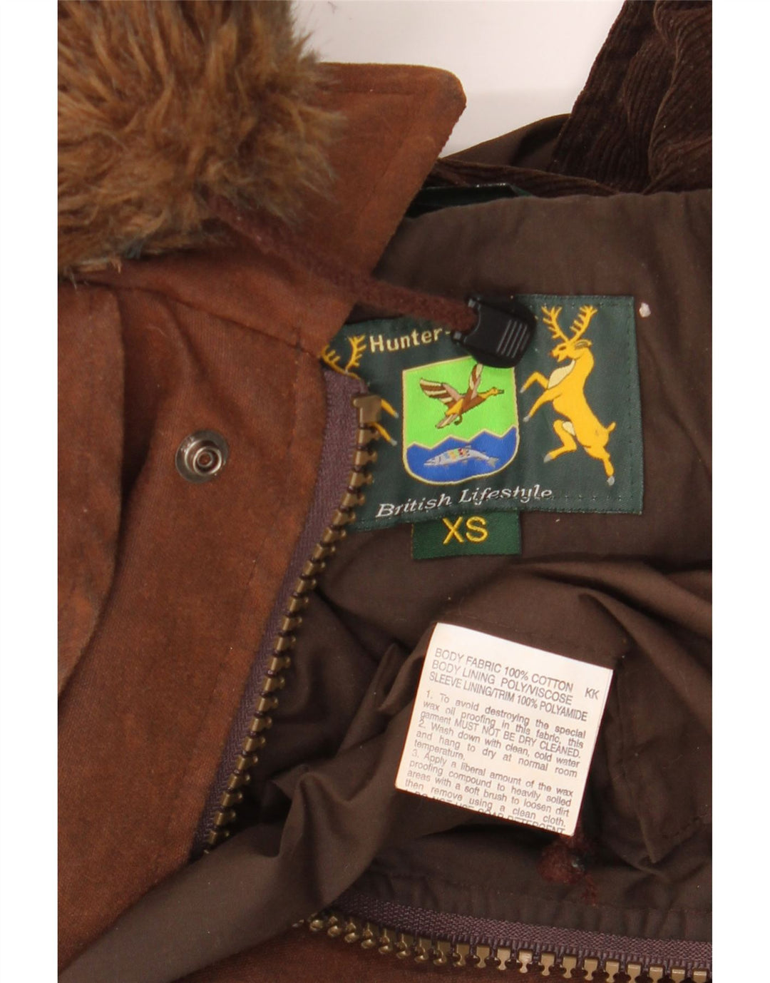 HUNTER Herren-Capelet-Mantel aus gewachster Baumwolle mit Kapuze für die Jagd, UK 34, XS, braune Baumwolle