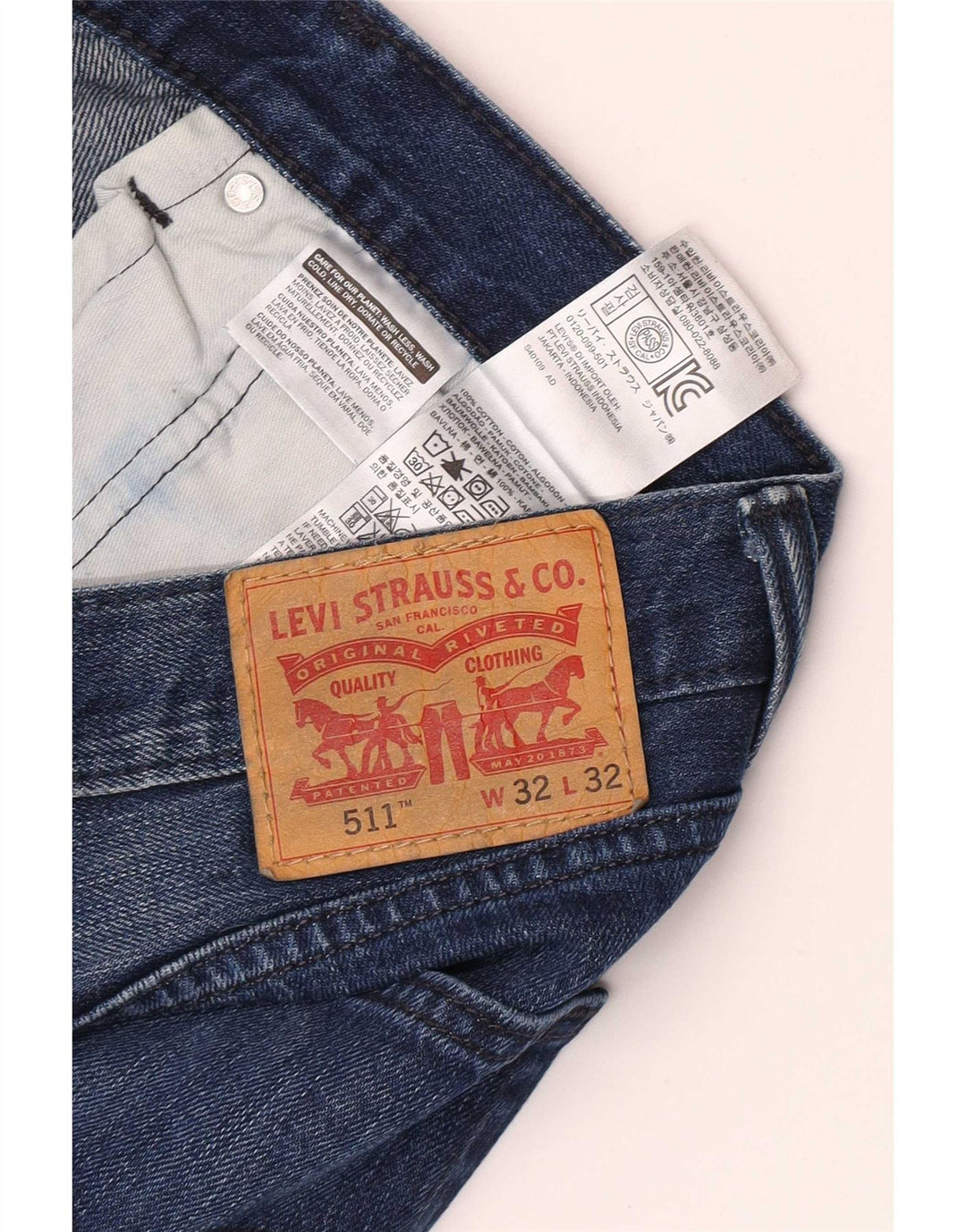 Levi's Herren 511 Distressed Slim Tapered Jeans W32 L32 Blaue Baumwolle