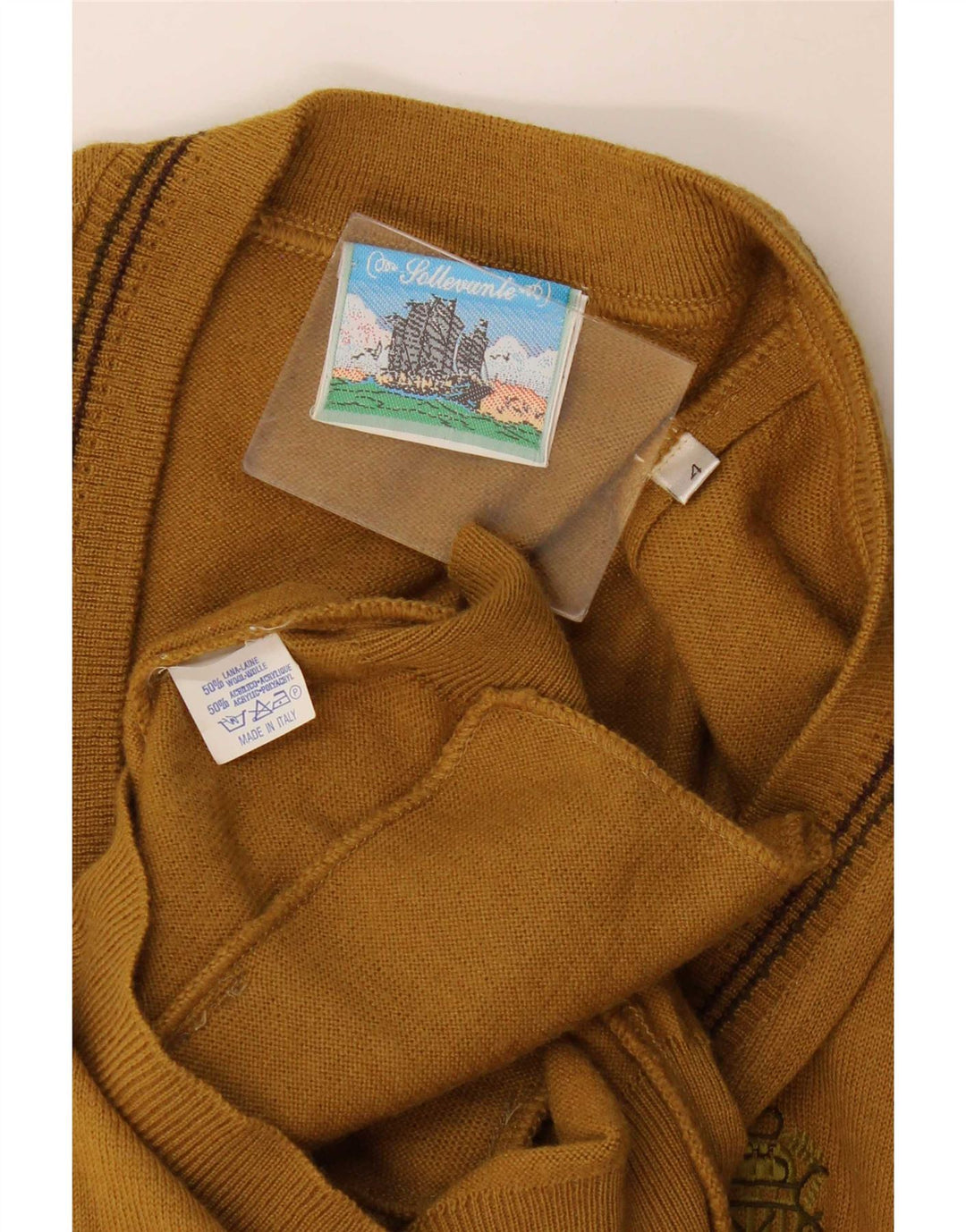 Vintage Herren Ärmelloser Cardigan Pullover Medium Khaki Wolle