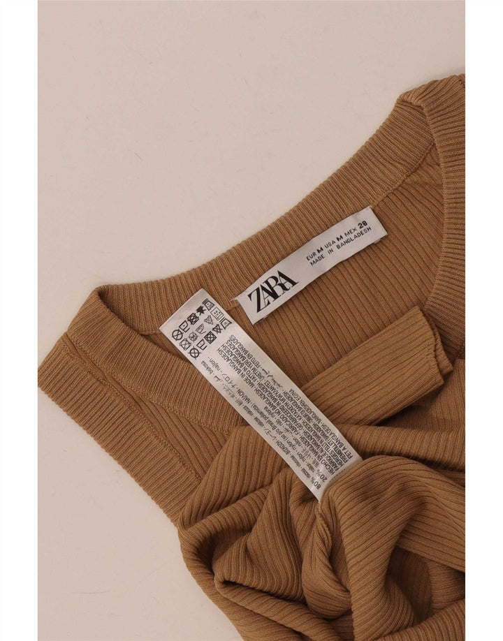 Zara Damen Weste Top UK 12 Mittelbraune Viskose