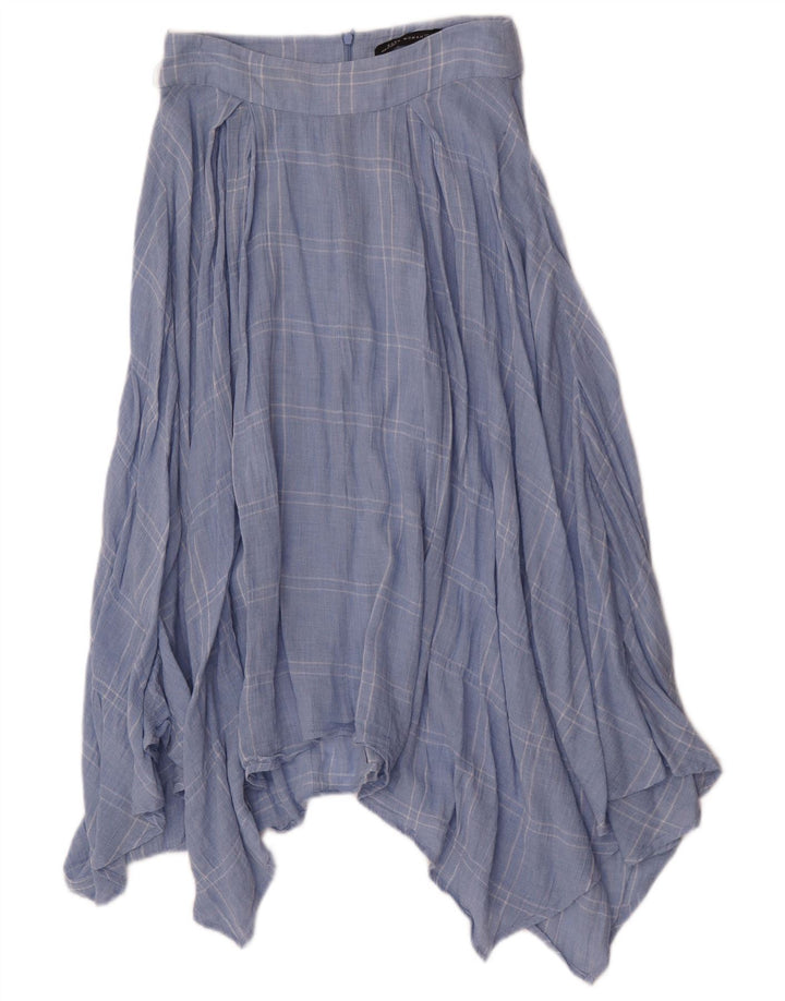 Asymmetrischer Rock für Damen von Zara, Größe S, Größe S, blau, kariert, Baumwolle