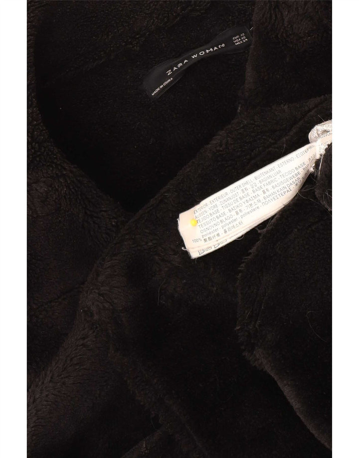 Zara Damen Übergroße Sherpa-Jacke UK 6 XS Schwarz Polyester