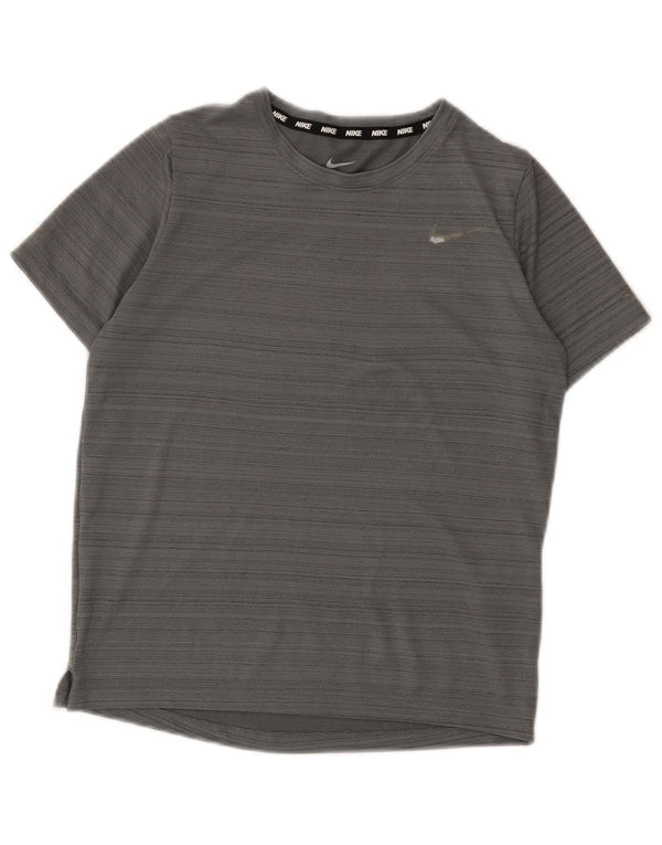 Nike Dri Fit T-Shirt-Oberteil für Jungen, 10–11 Jahre, mittelgrau gestreift, Polyester