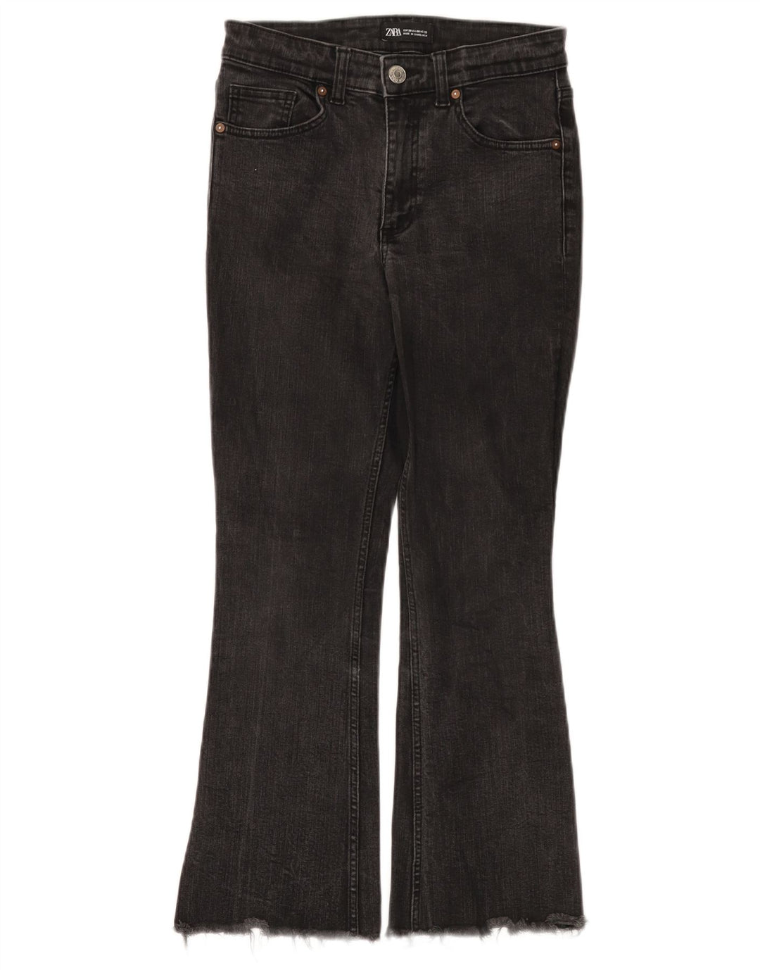 ZARA Damen Schlagjeans EU 38 Small W28 L25 Schwarze Baumwolle