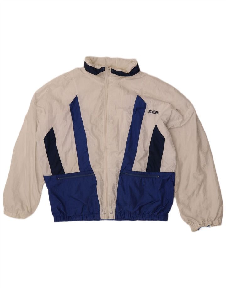 Active Herren-Trainingsanzug mit lockerer Passform, Oberteil, Jacke, Größe L, Weiß, Farbblock
