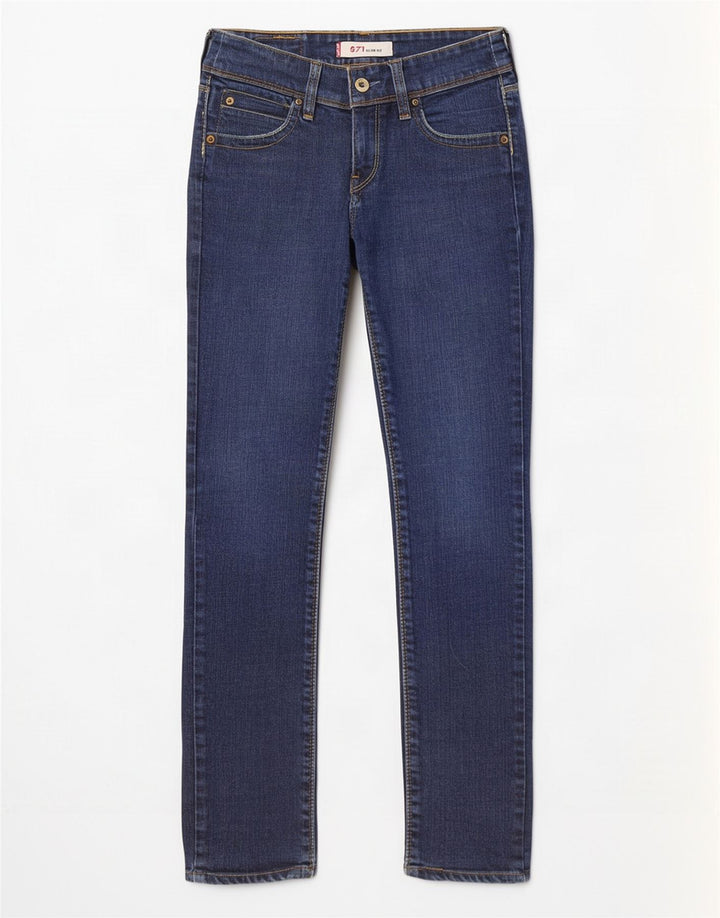 Levi's Damen 571 Slim Jeans W27 L29 Blaue Baumwolle