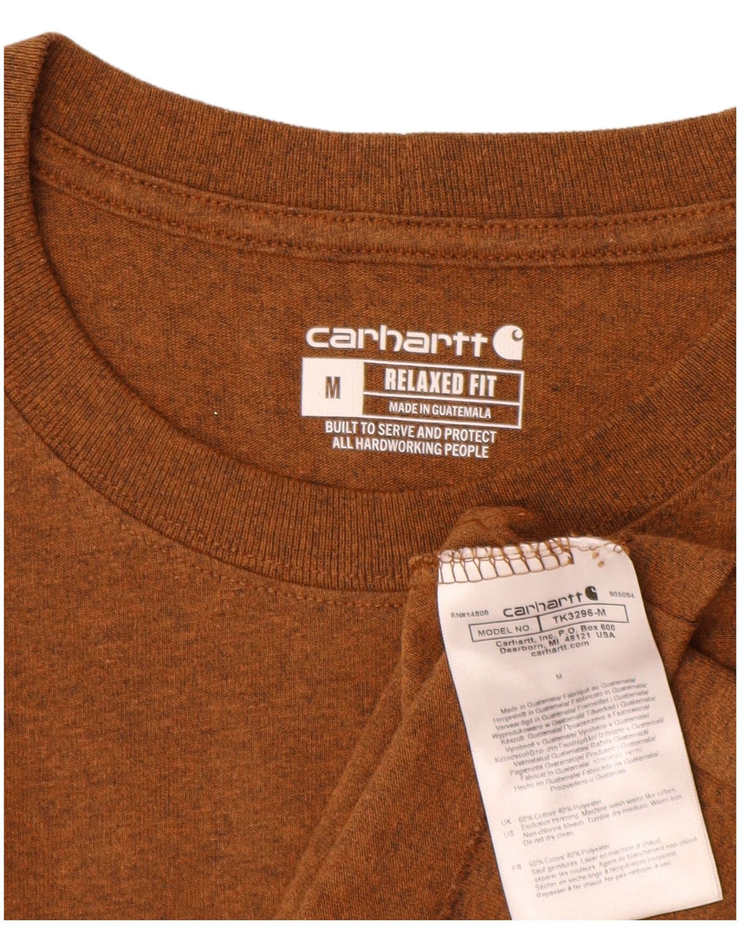 CARHARTT Herren-T-Shirt mit entspannter Passform, mittelbraun gesprenkelte Baumwolle