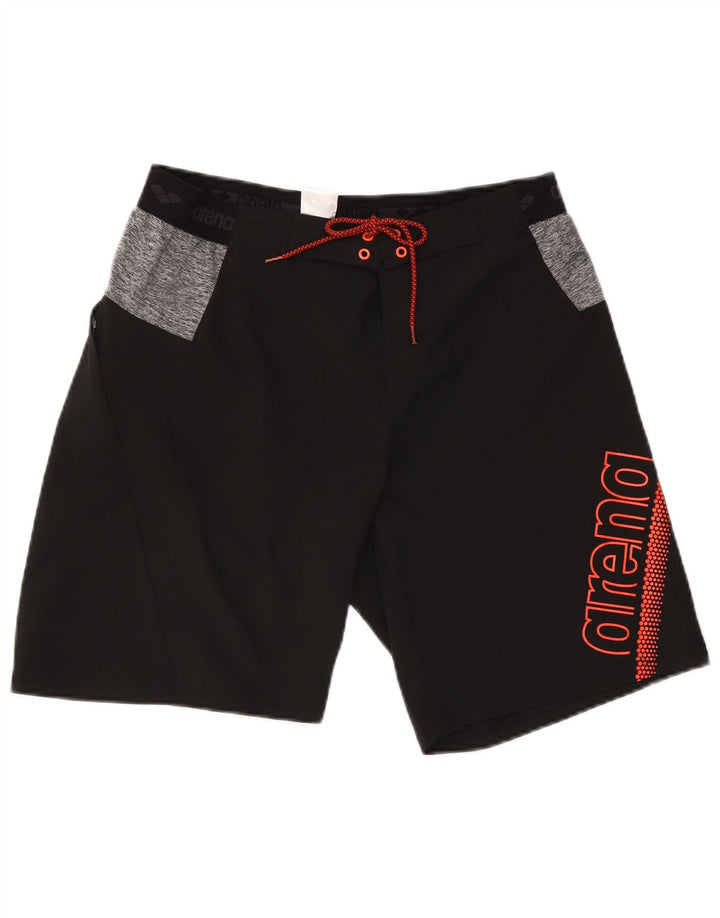 Arena Herren-Badeshorts mit Grafik, Mittelschwarz, Farbblock-Polyester