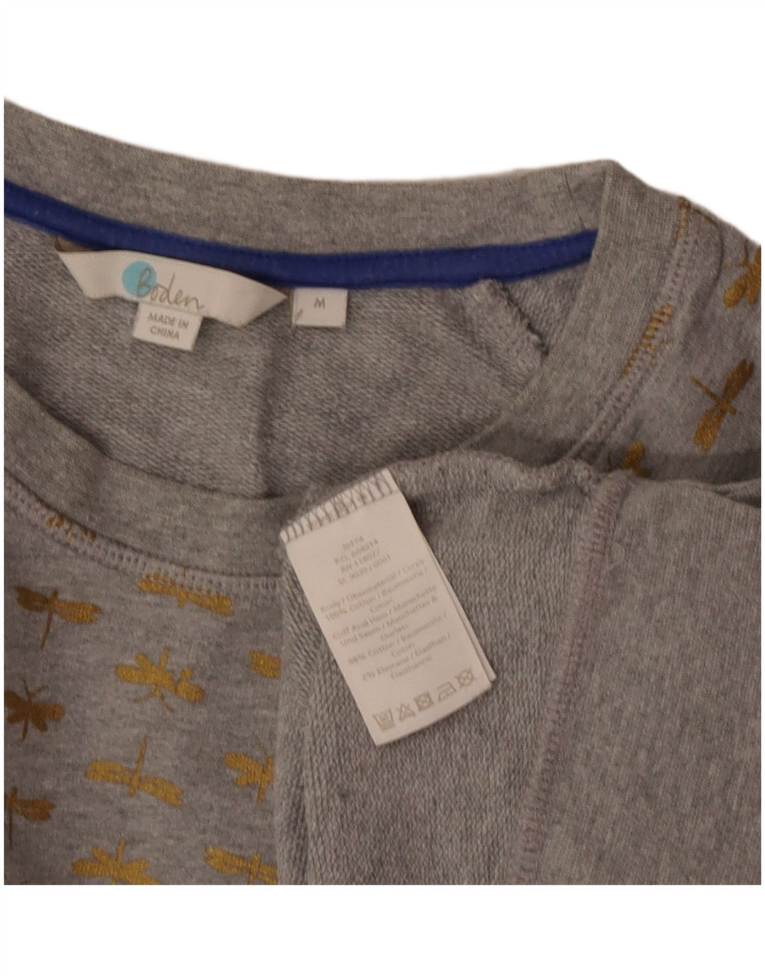 Boden Damen-Sweatshirt mit abstraktem Muster, UK 14, mittelgraue Baumwolle