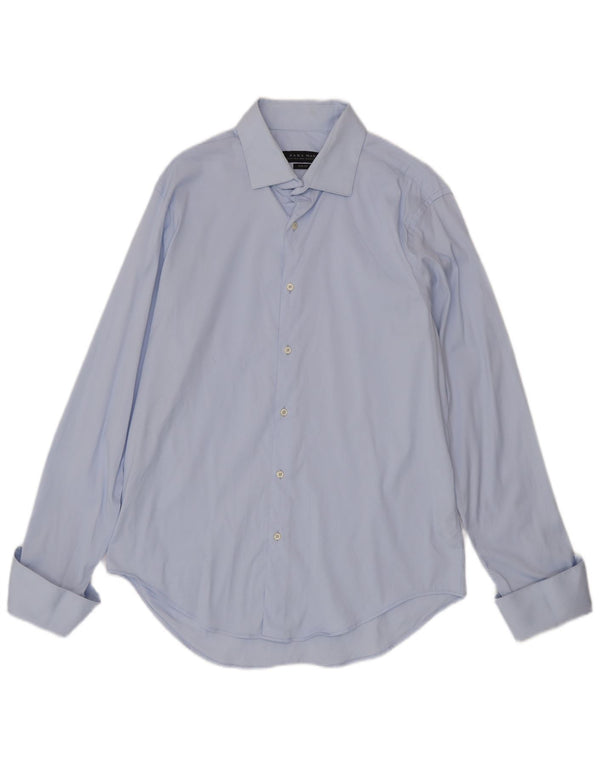 Zara Herren-Slim-Fit-Formalhemd XL aus blauer Baumwolle