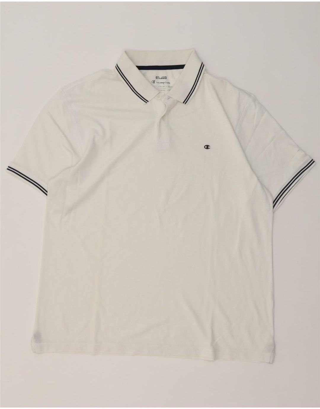 Champion Herren-Poloshirt, groß, weiß gestreift