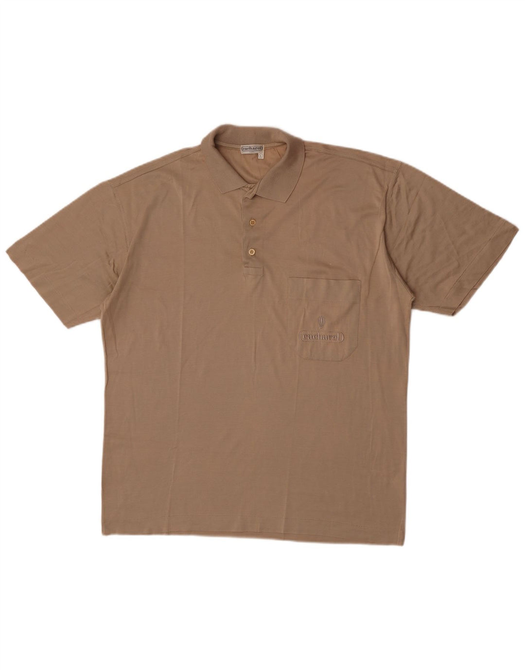 Cacharel Herren-Poloshirt, groß, beige Baumwolle