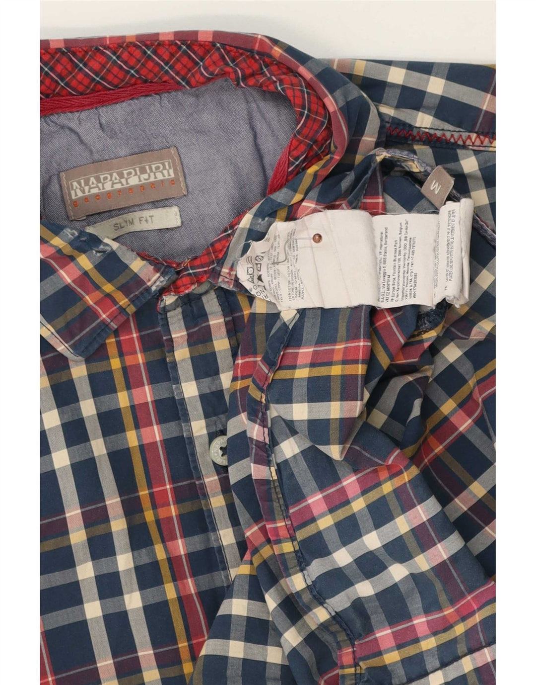 Napapijri Herren Geographic Slim Fit Hemd Mittelblau kariert Baumwolle