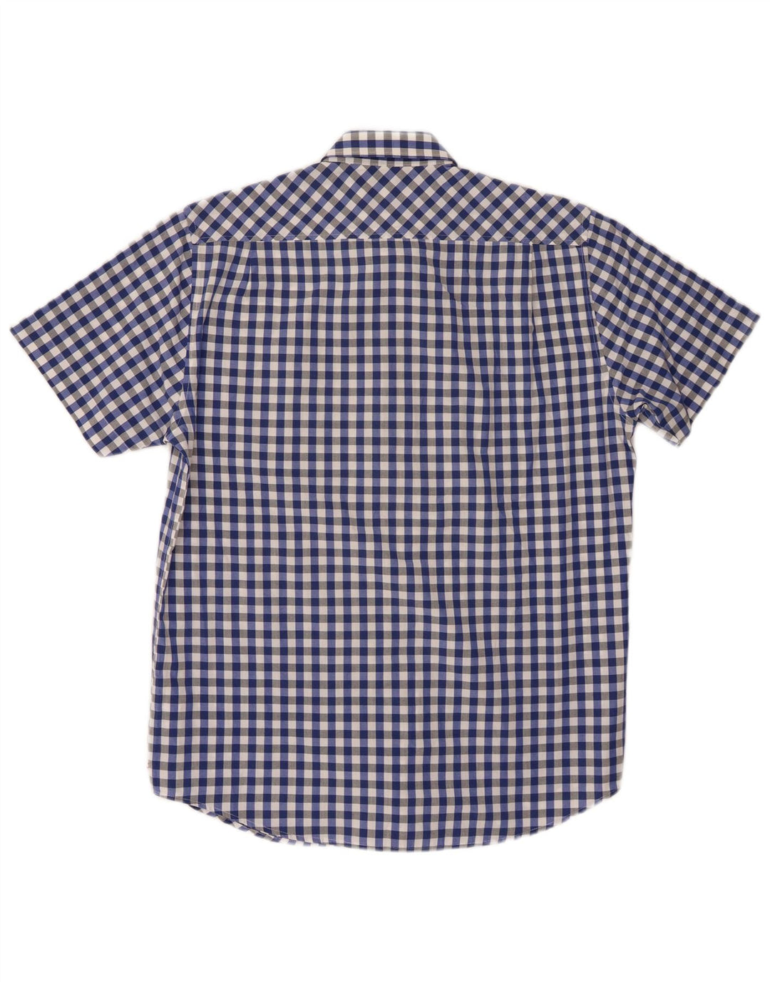 Pierre Cardin Herren-Kurzarmhemd aus mittelblauer Gingham-Baumwolle