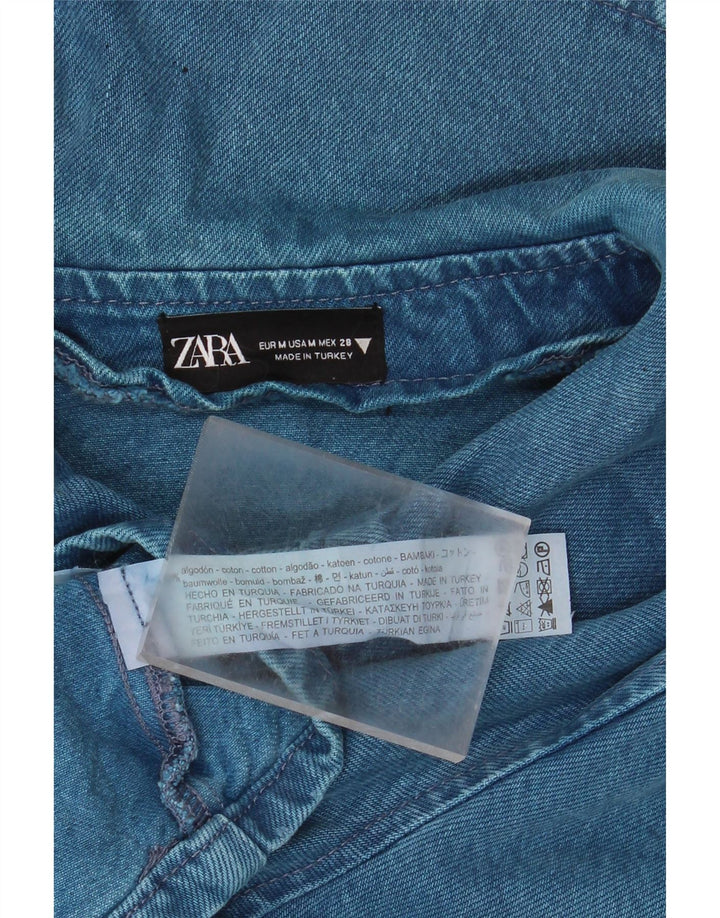 Zara Damen Crop Jeansjacke UK 14 Mittelblaue Baumwolle