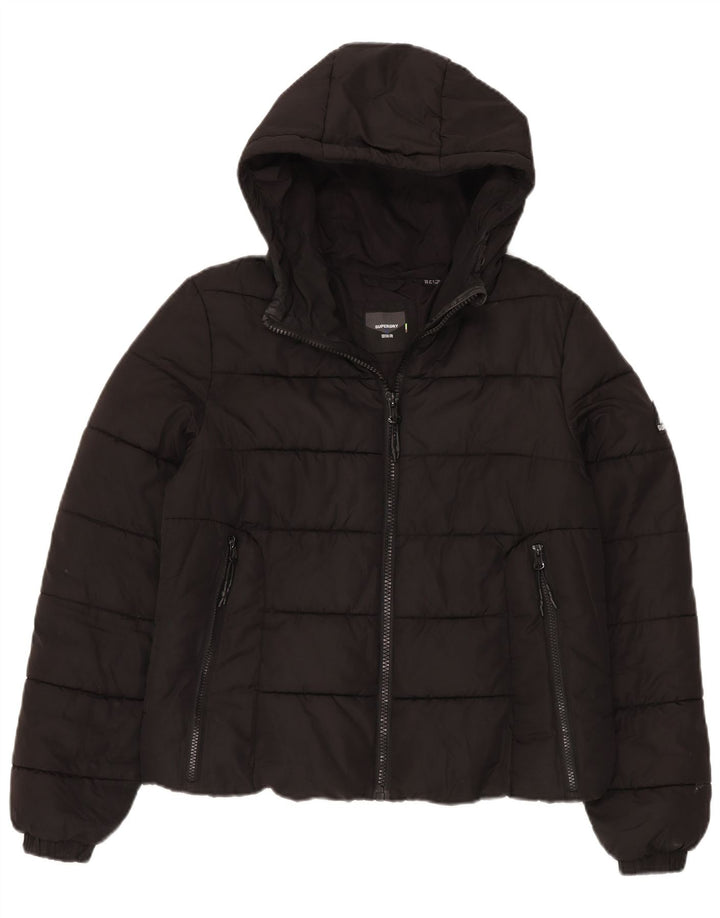 Superdry Wattierte Damenjacke mit Kapuze, UK 12, Mittelschwarz, Polyester