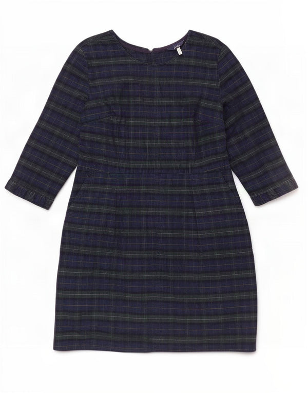 Joules Damen-Cord-Etuikleid mit 3/4-Ärmeln, Gr. 40, Marineblau kariert