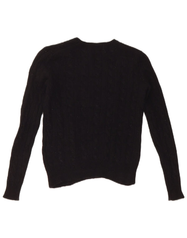 Polo Ralph Lauren Damen Crop Pullover mit Rundhalsausschnitt UK 4 XS Schwarze Wolle
