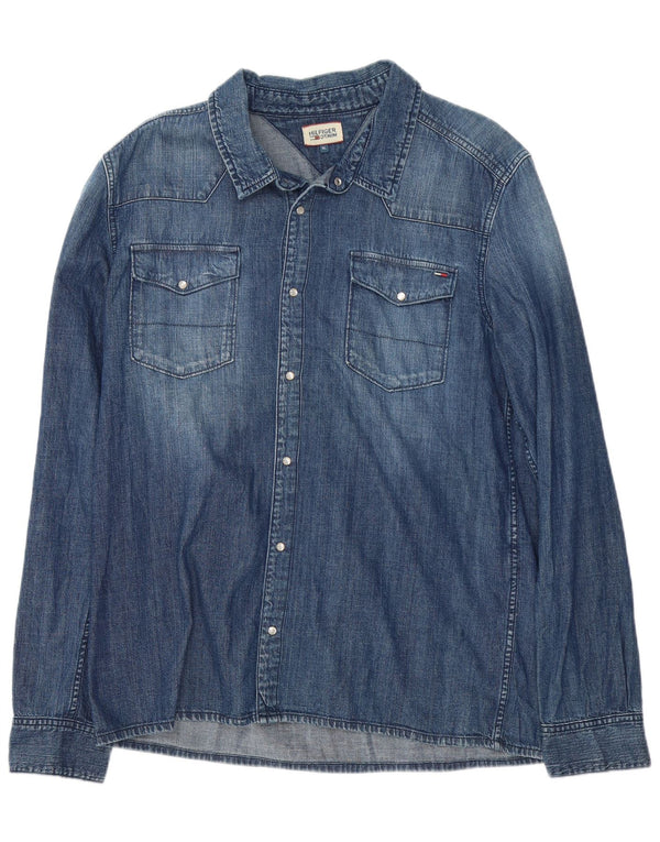 Tommy Hilfiger Herren Jeanshemd XL, blaue Baumwolle