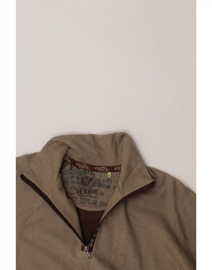 FAT FACE Mens Zip Neck Sweatshirt Jumper Large Beige Cotton Vintage Fat Face and Second-Hand Fat Face from Messina Hembry 