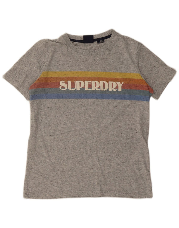 Superdry Womens Oversized Graphic T-Shirt Top UK 10 Small Grey Flecked