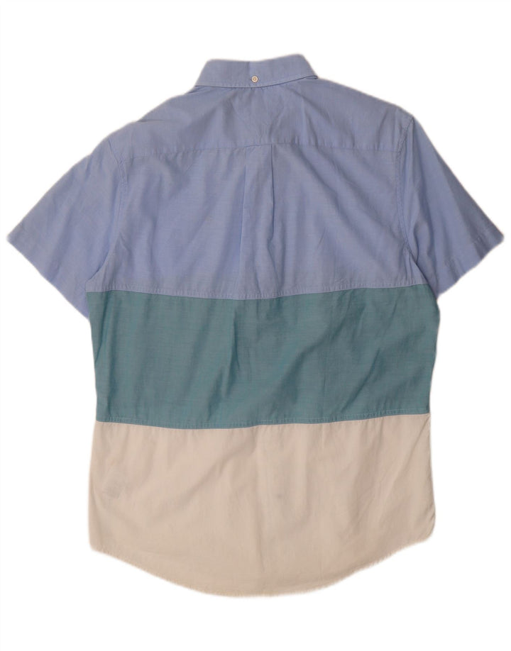 Tommy Hilfiger Herren Kurzarm-Hemd mit individueller Passform, mittelblau, Farbblock