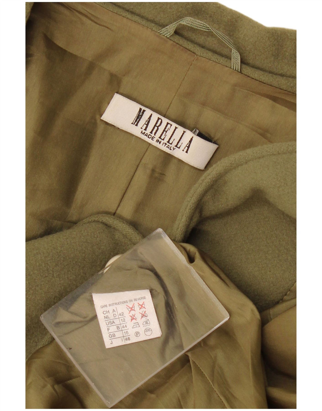 Marella Damen-Blazerjacke mit 1 Knopf, UK 16, Größe L, Khaki, Kaschmir