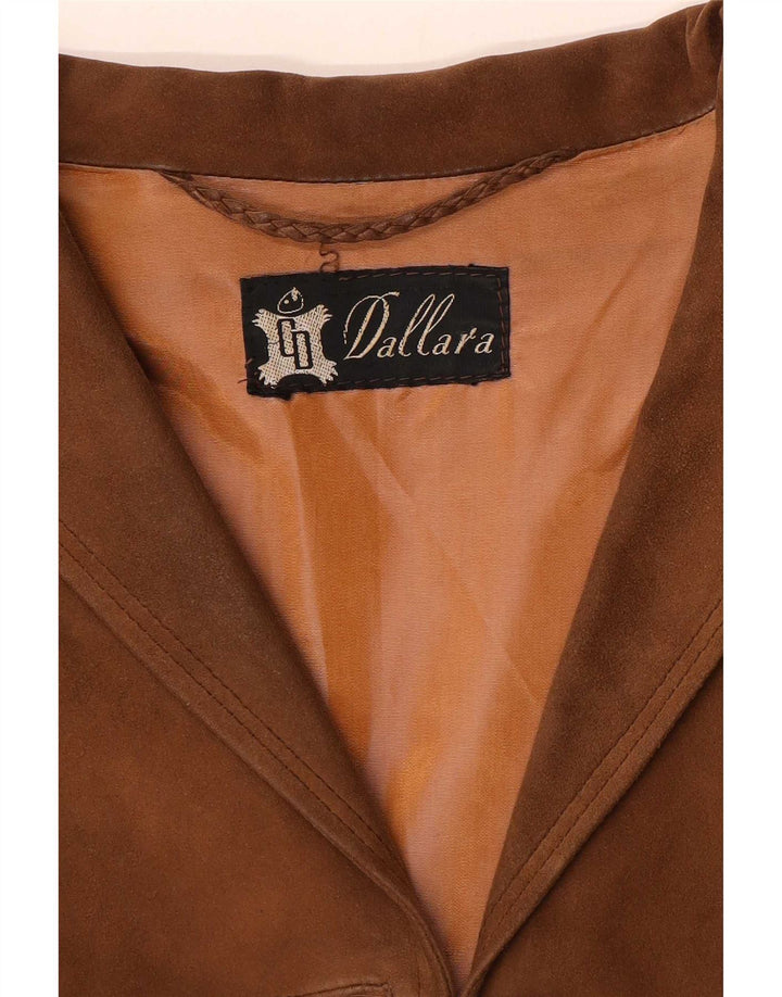 Dallara Damen 3-Knopf-Wildleder-Blazerjacke UK 14 Mittelbraun
