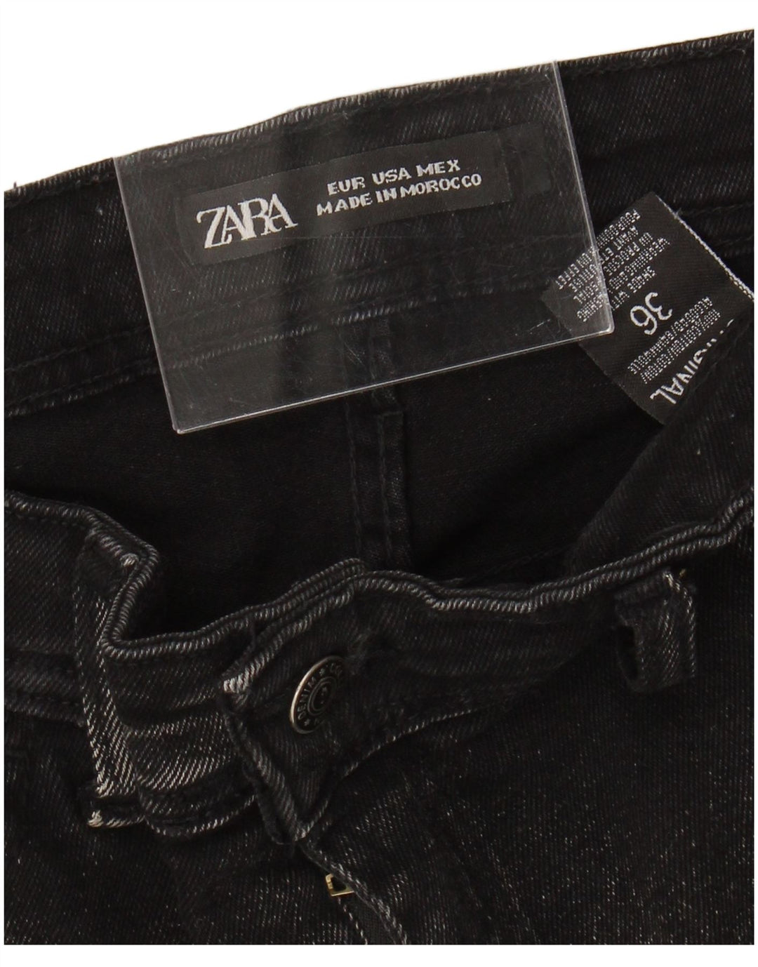 Zara Herren Distressed Skinny Jeans W36 L25 Schwarze Baumwolle