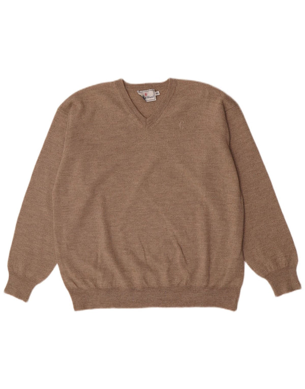 Conte of Florence Damen-Pullover mit V-Ausschnitt, UK 20 2XL, Beige meliert
