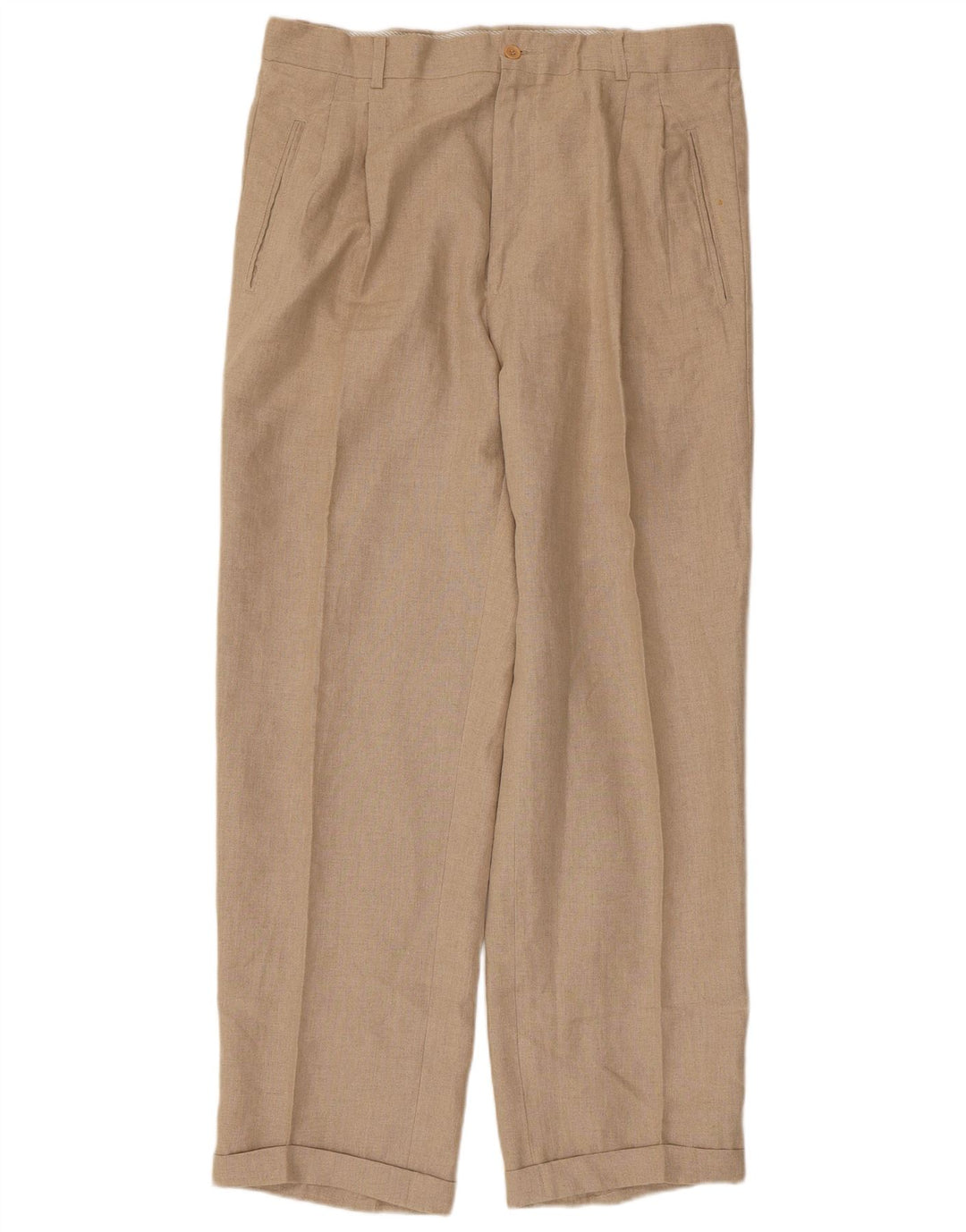 Wampum Mens Pegged Suit Hose IT 50 Large W34 L30 Beige Linen