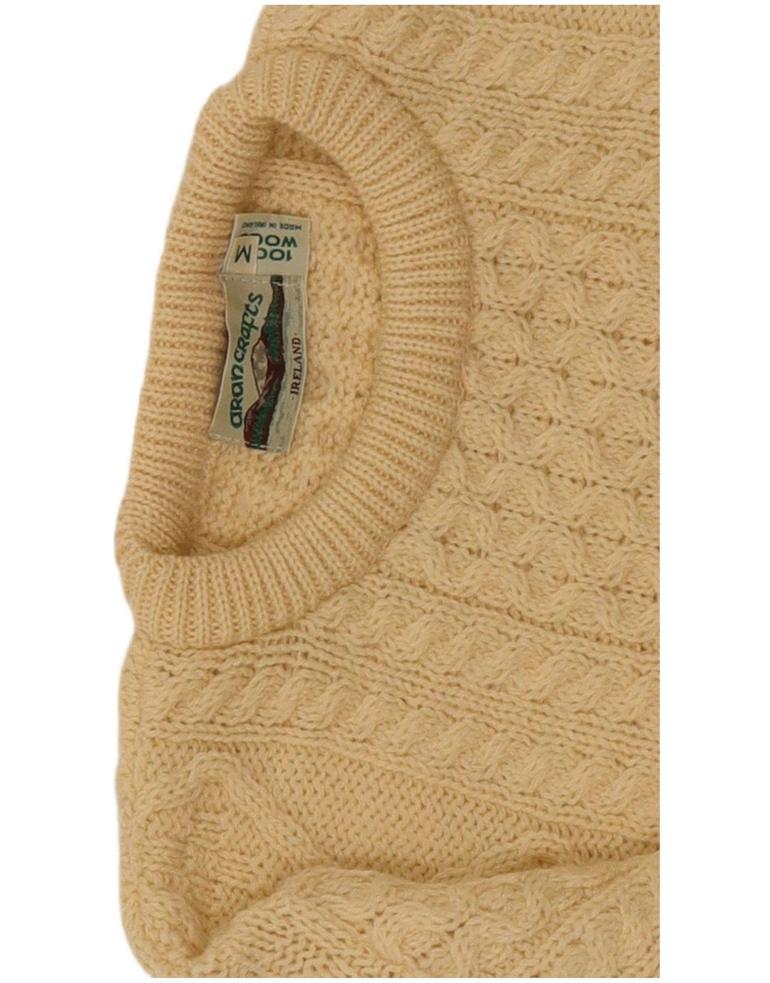 arancrafts Herren-Pullover mit Rundhalsausschnitt, mittelbeige Wolle