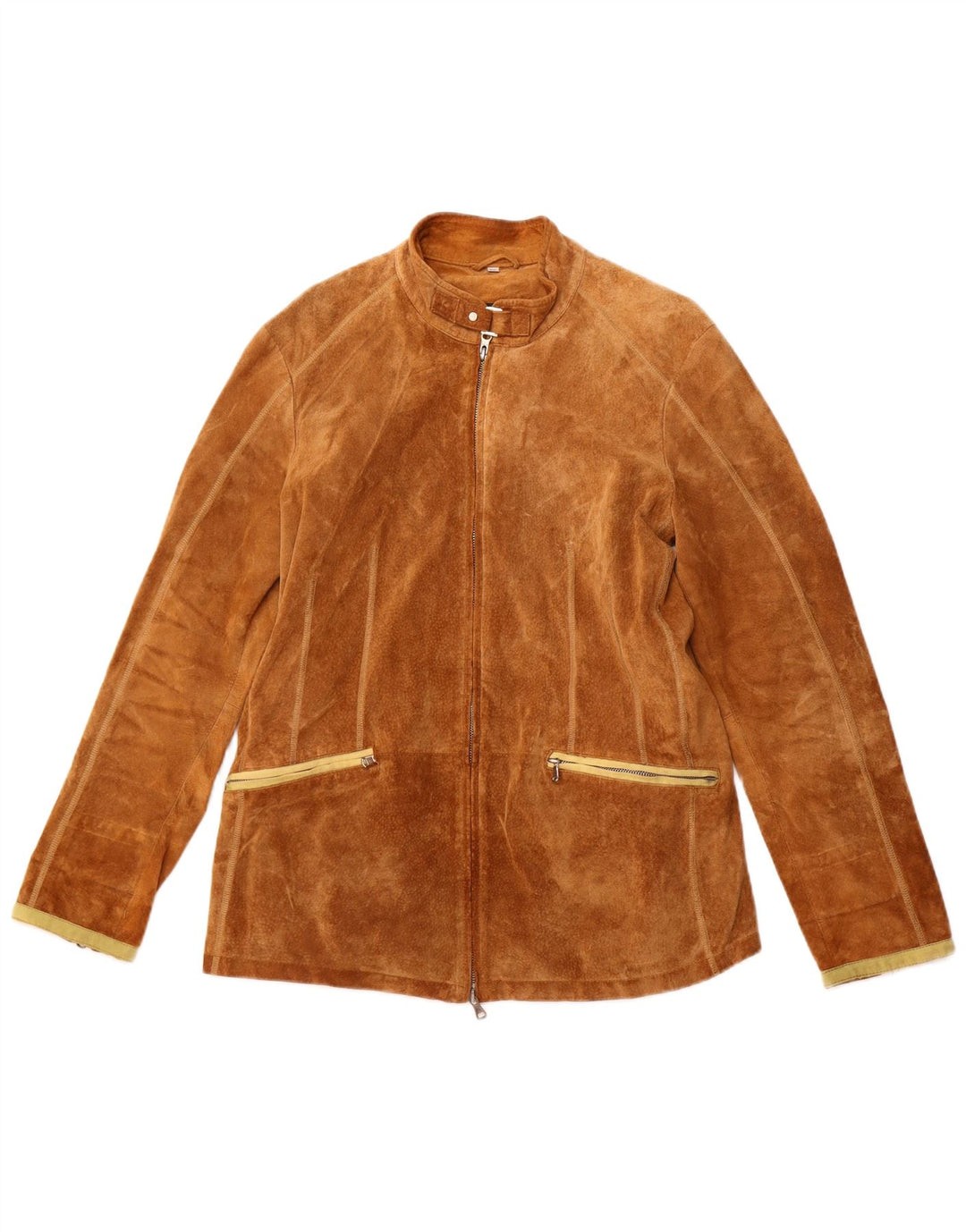 VINTAGE Damen Wildlederjacke IT 50 XL Beige Leder