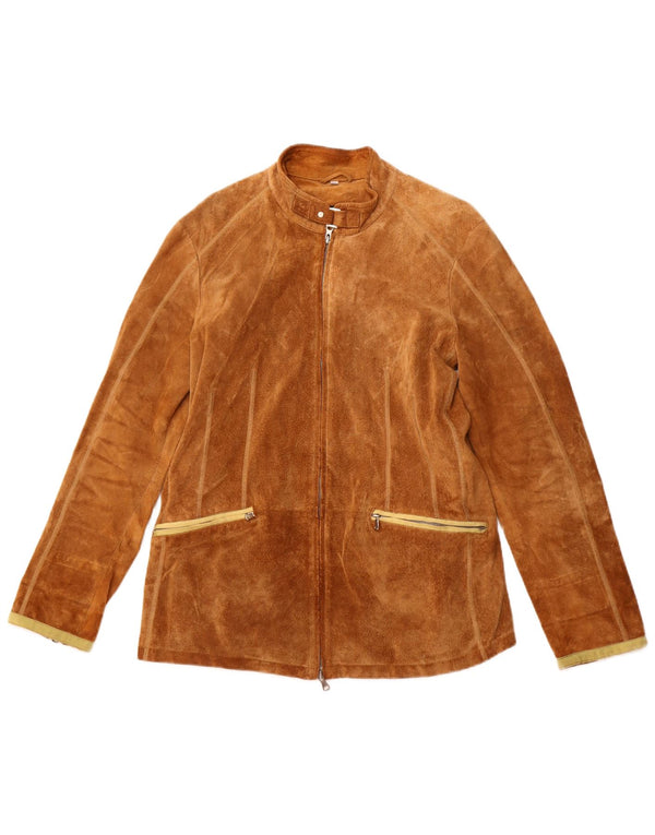 VINTAGE Womens Suede Jacket IT 50 XL Beige Leather