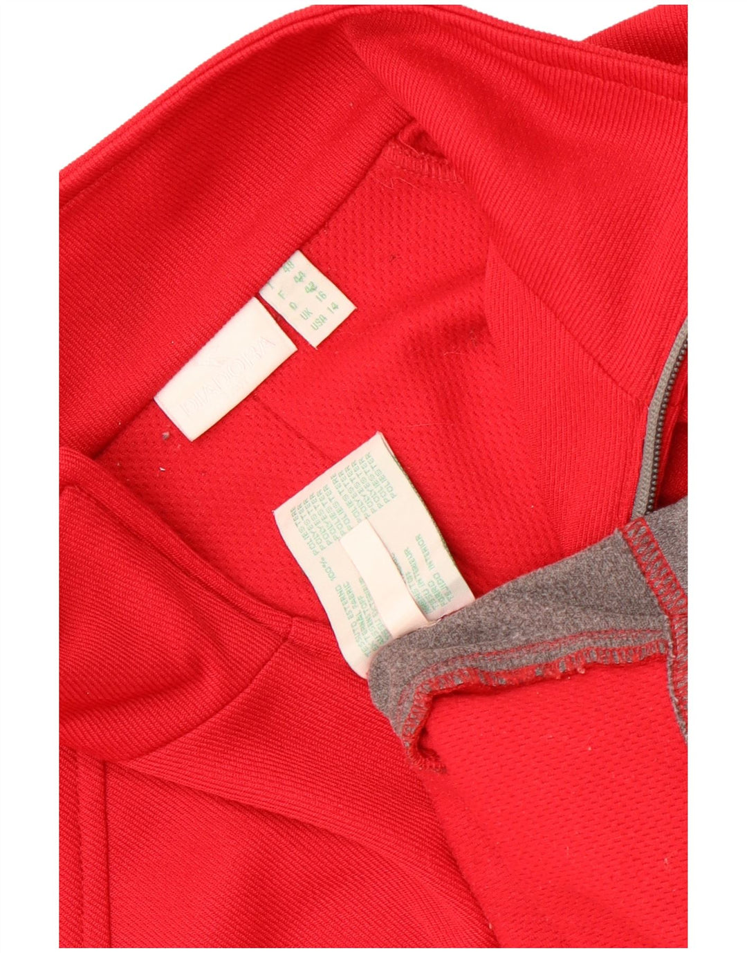 Diadora Damen-Trainingsanzug-Top-Jacke, UK 16, Größe L, rotes Farbblock-Polyester