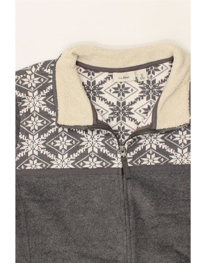 L.L.BEAN Womens Fleece Jacket UK 18 XL Grey Fair Isle Polyester Vintage L.L.Bean and Second-Hand L.L.Bean from Messina Hembry 