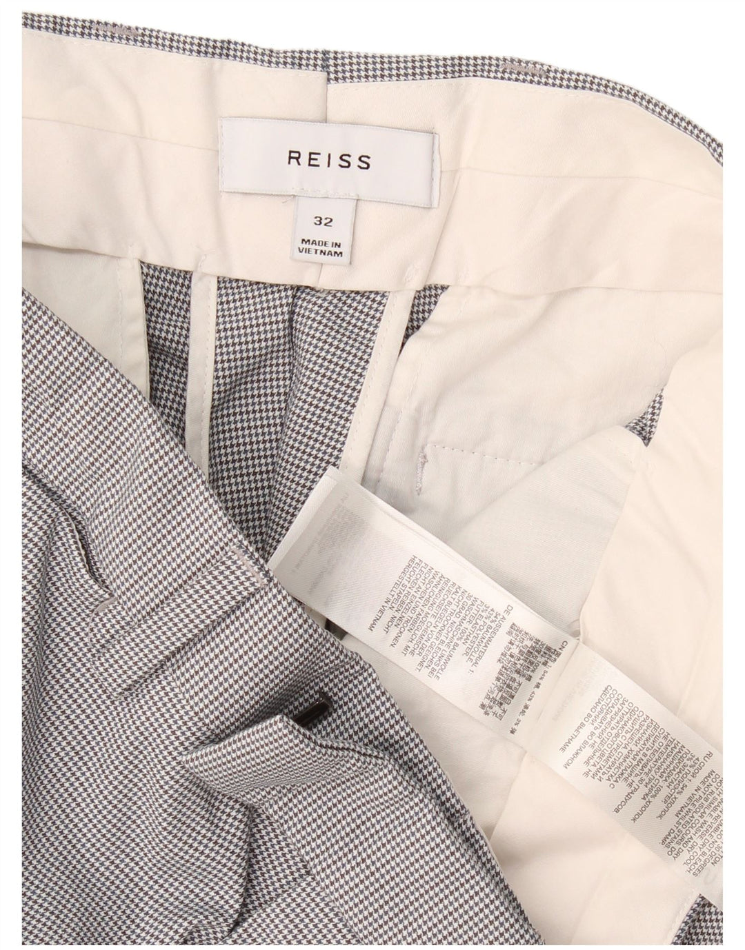 Reiss Damen Slim Anzughose W32 L32 Graue Hahnentritt-Baumwolle