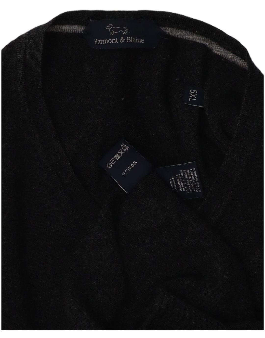 Harmont & Blaine Herren-Pullover mit V-Ausschnitt, 5XL, graue Wolle