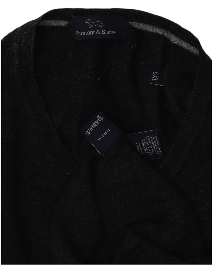 Harmont & Blaine Herren-Pullover mit V-Ausschnitt, 5XL, graue Wolle