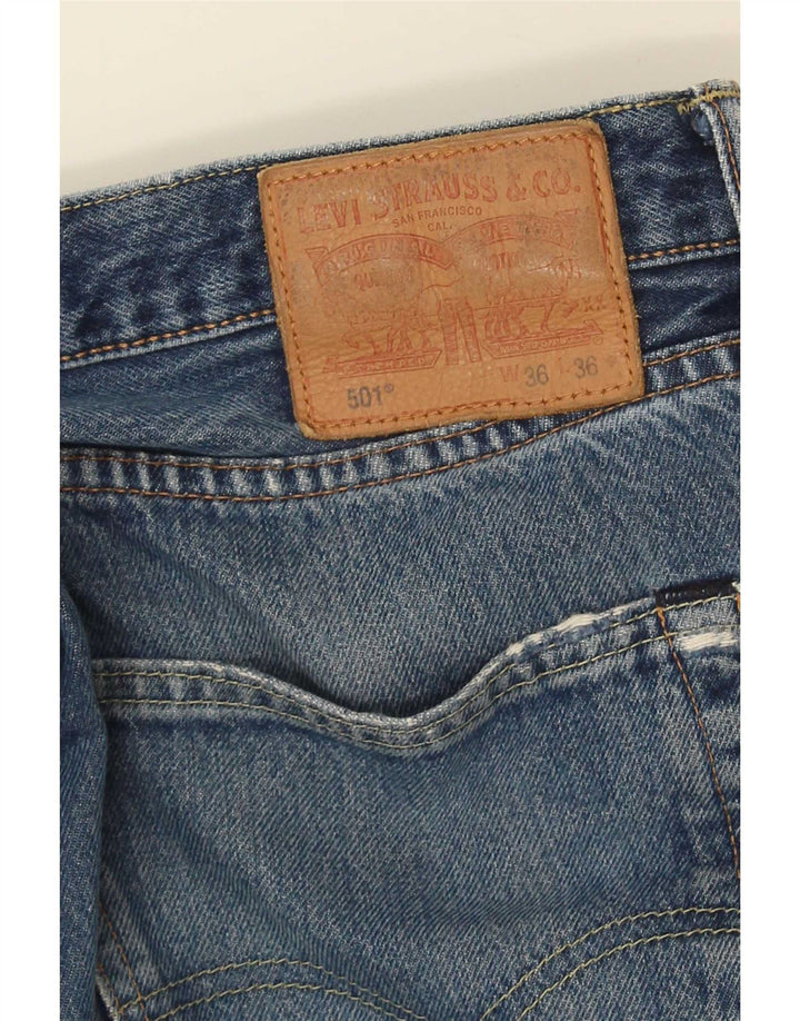 Levi's Herren 501 Distressed Straight Jeans W36 L31 Blau