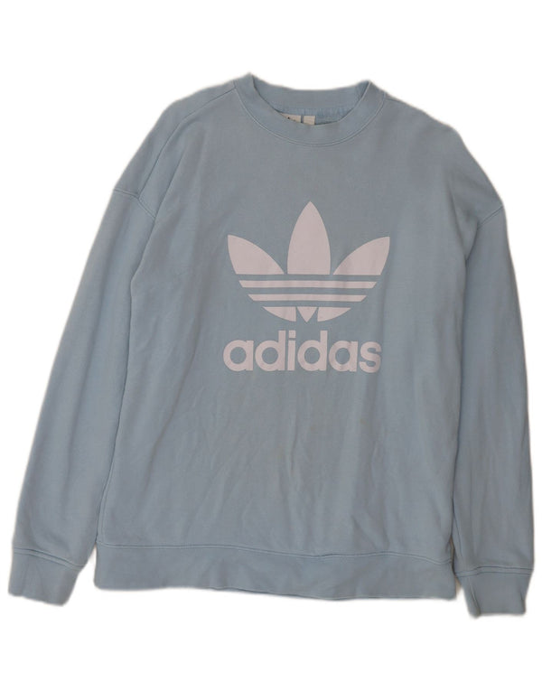 Adidas Womens Graphic Oversized Sweatshirt Pullover UK 8 Small Blaue Baumwolle