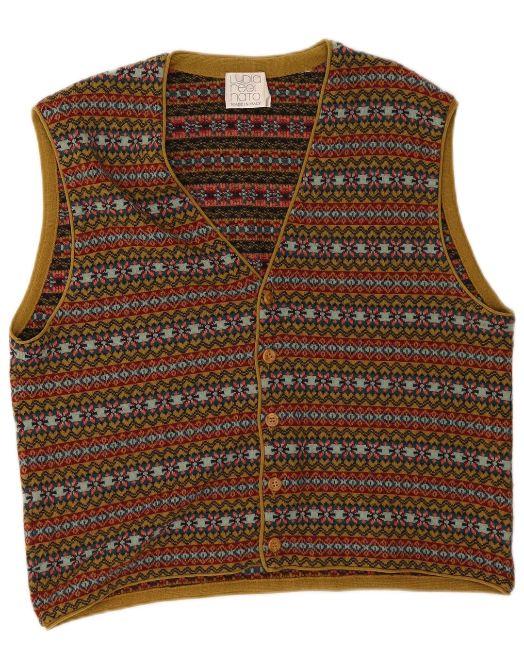 Vintage Herren ärmelloser Cardigan Pullover Medium Mehrfarbig Fair Isle