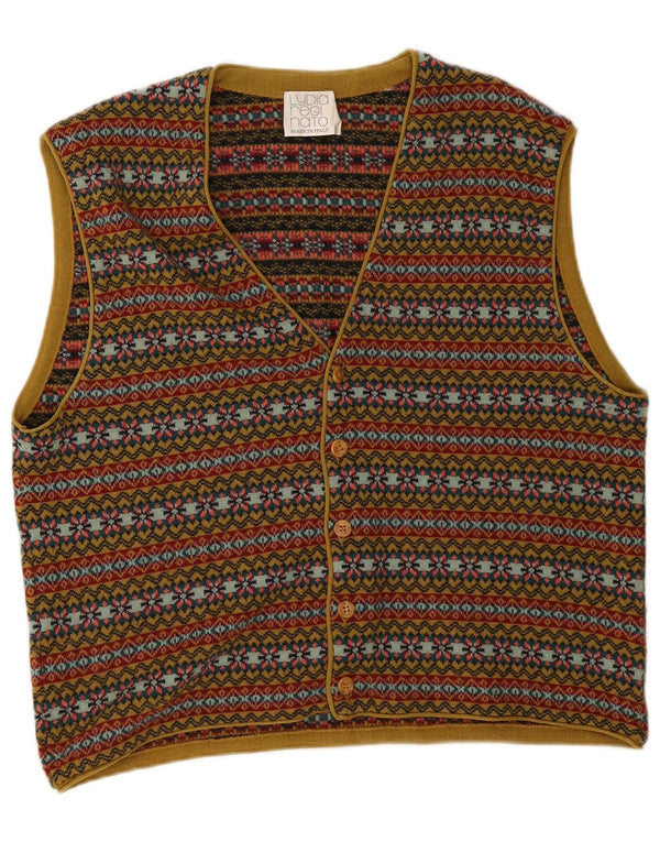 Vintage Herren ärmelloser Cardigan Pullover Medium Mehrfarbig Fair Isle