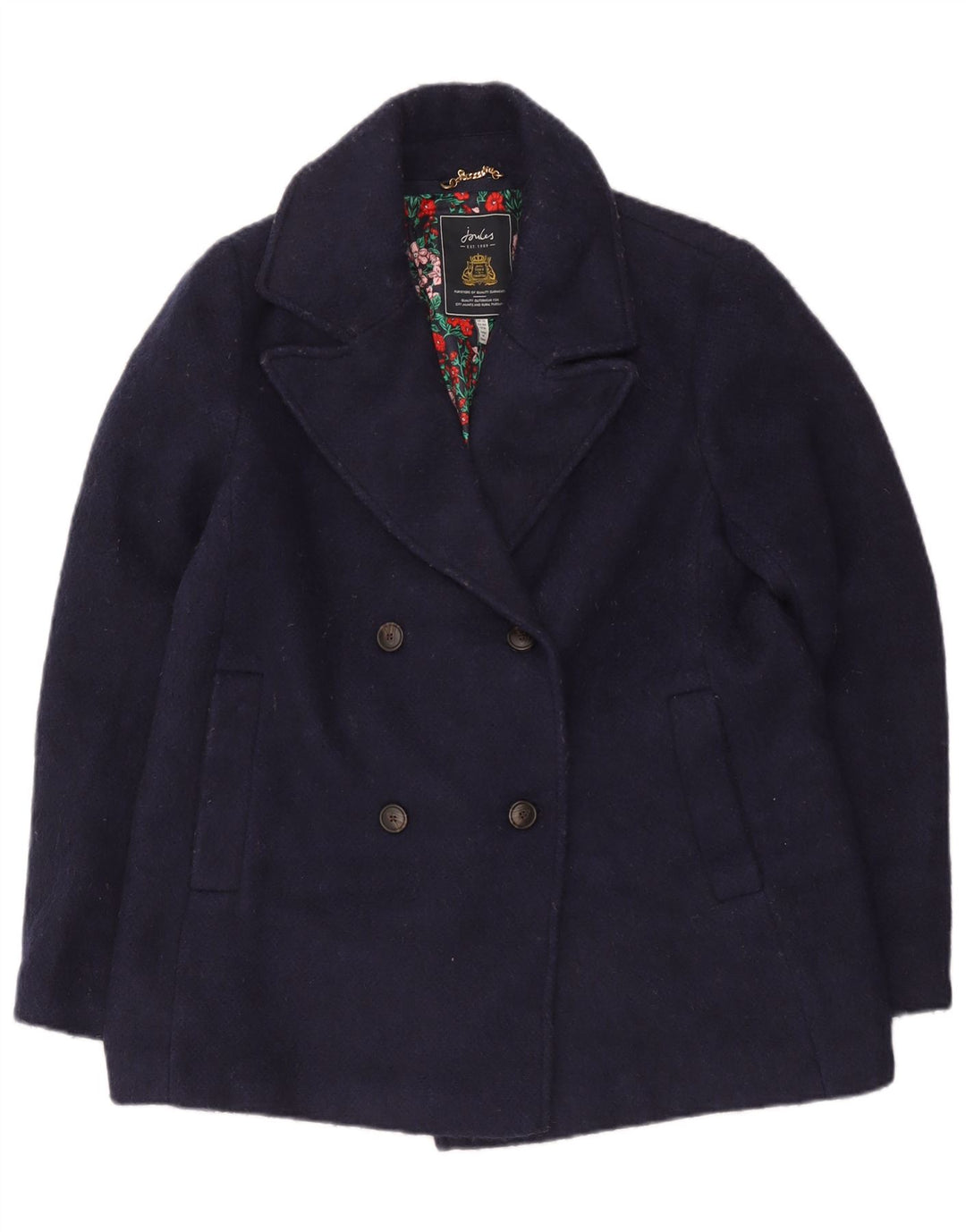 Joules Damen Pea Coat UK 12 Medium Marineblau Polyester
