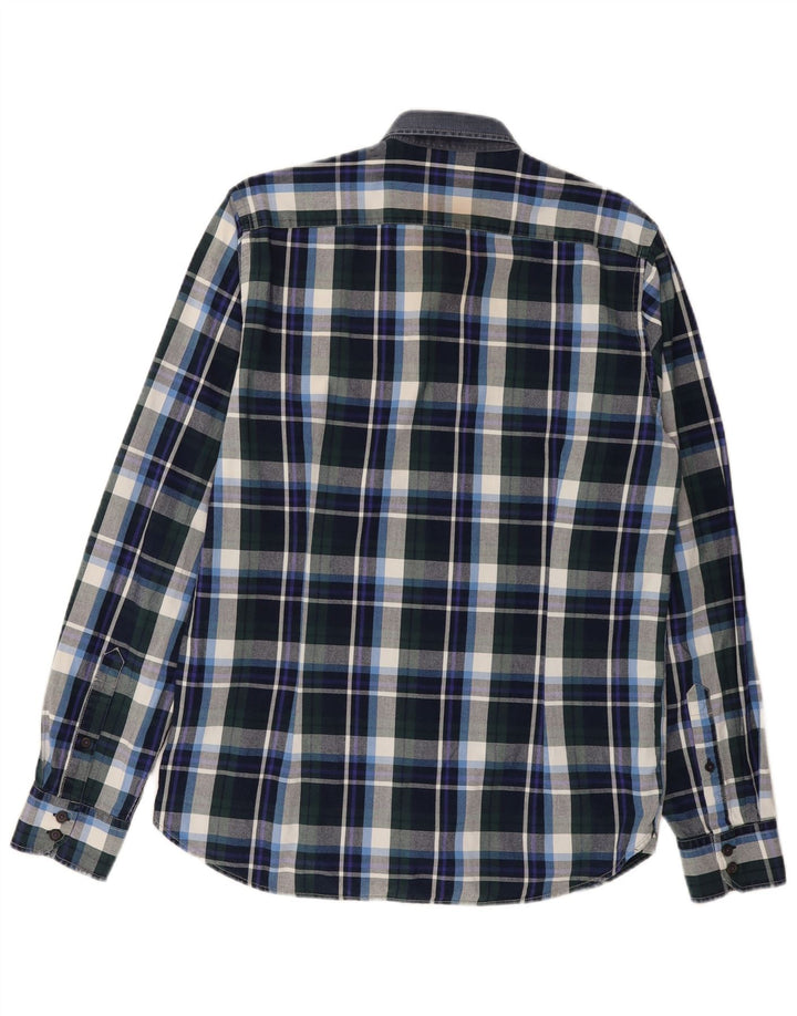 Ted Baker Herrenhemd, Größe 4, groß, marineblau, kariert, Baumwolle
