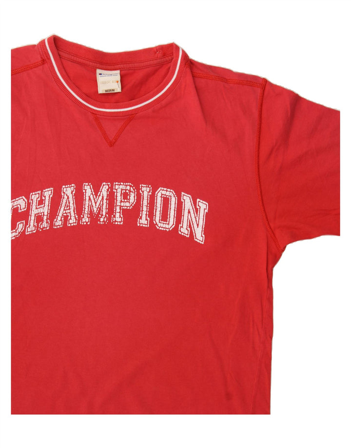 CHAMPION Mens Graphic T-Shirt Top Medium Red Cotton Vintage Champion and Second-Hand Champion from Messina Hembry 
