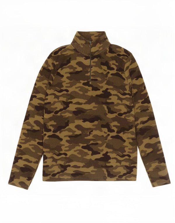 Mountain Warehouse Herren-Fleecepullover mit Reißverschluss am Kragen, XS, grüne Tarnung