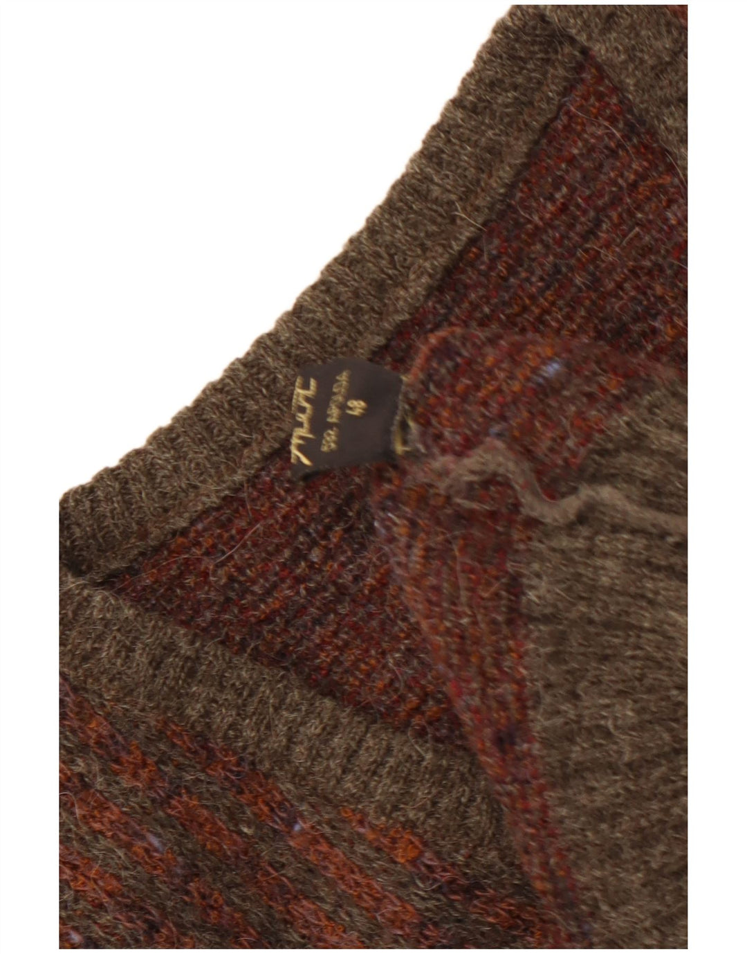 VINTAGE Herren Pullover mit V-Ausschnitt IT 48 Mittelbraun Argyle/Diamant