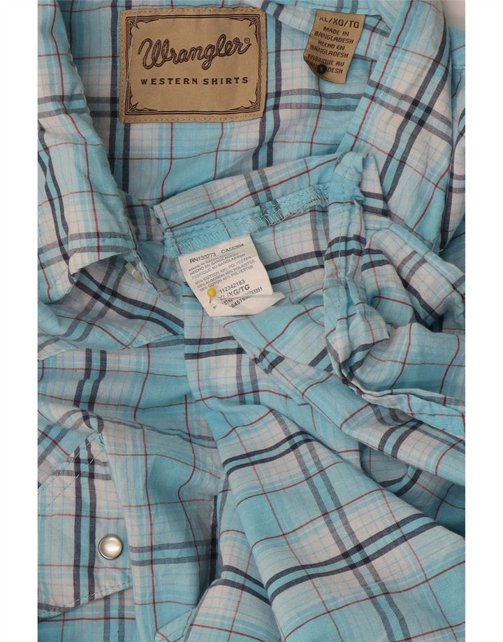 Wrangler Herren-Kurzarmhemd XL, blau kariert, Baumwolle