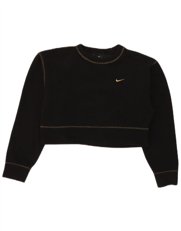 Nike Damen Crop Fleece Pullover UK 10 Small Schwarz Polyester